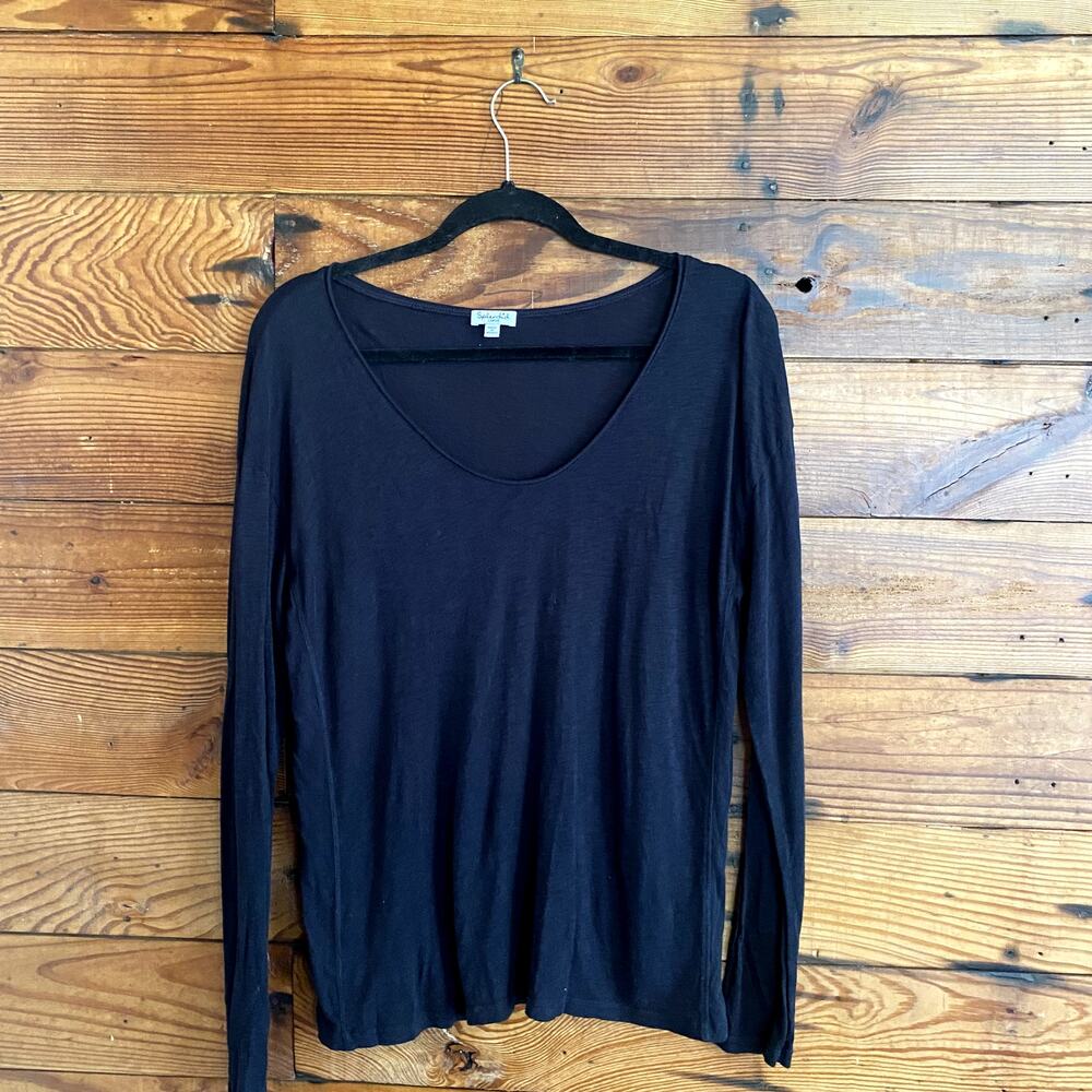 Splendid Black Scoop Neck Long Sleeve Top Large
